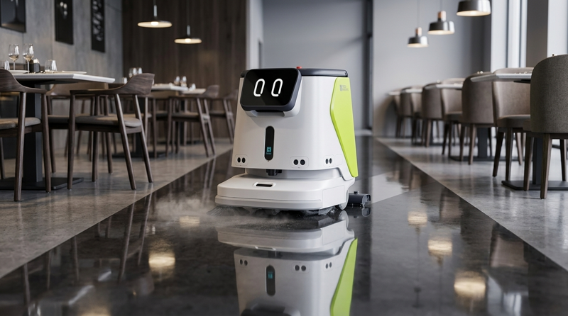 Robot vệ sinh nhà hàng PUDU CC1 tự động lau sàn chuyên nghiệp