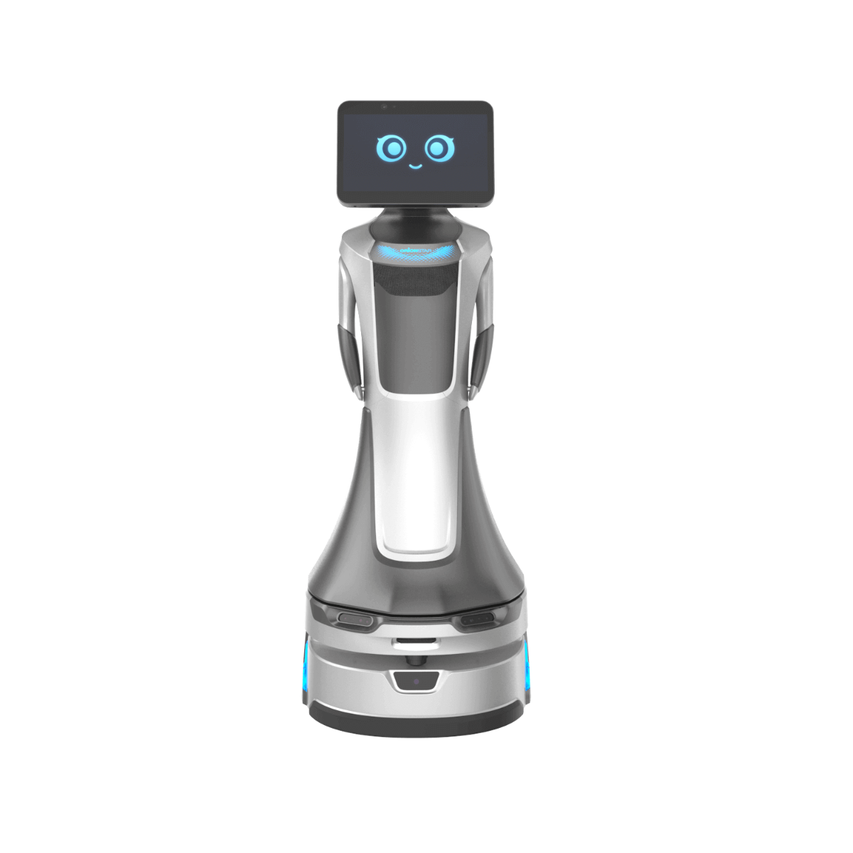 GreetingBot Nova — robot lễ tân AI đa ngôn ngữ, màn hình 14 inch, đón tiếp và dẫn đường cho khách.